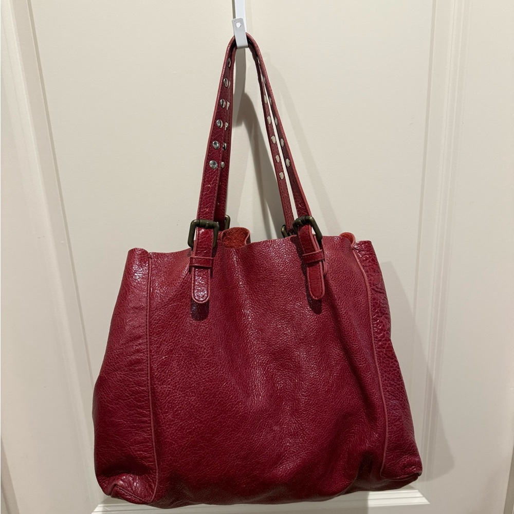 Gerard Darel red leather unstructured day bag